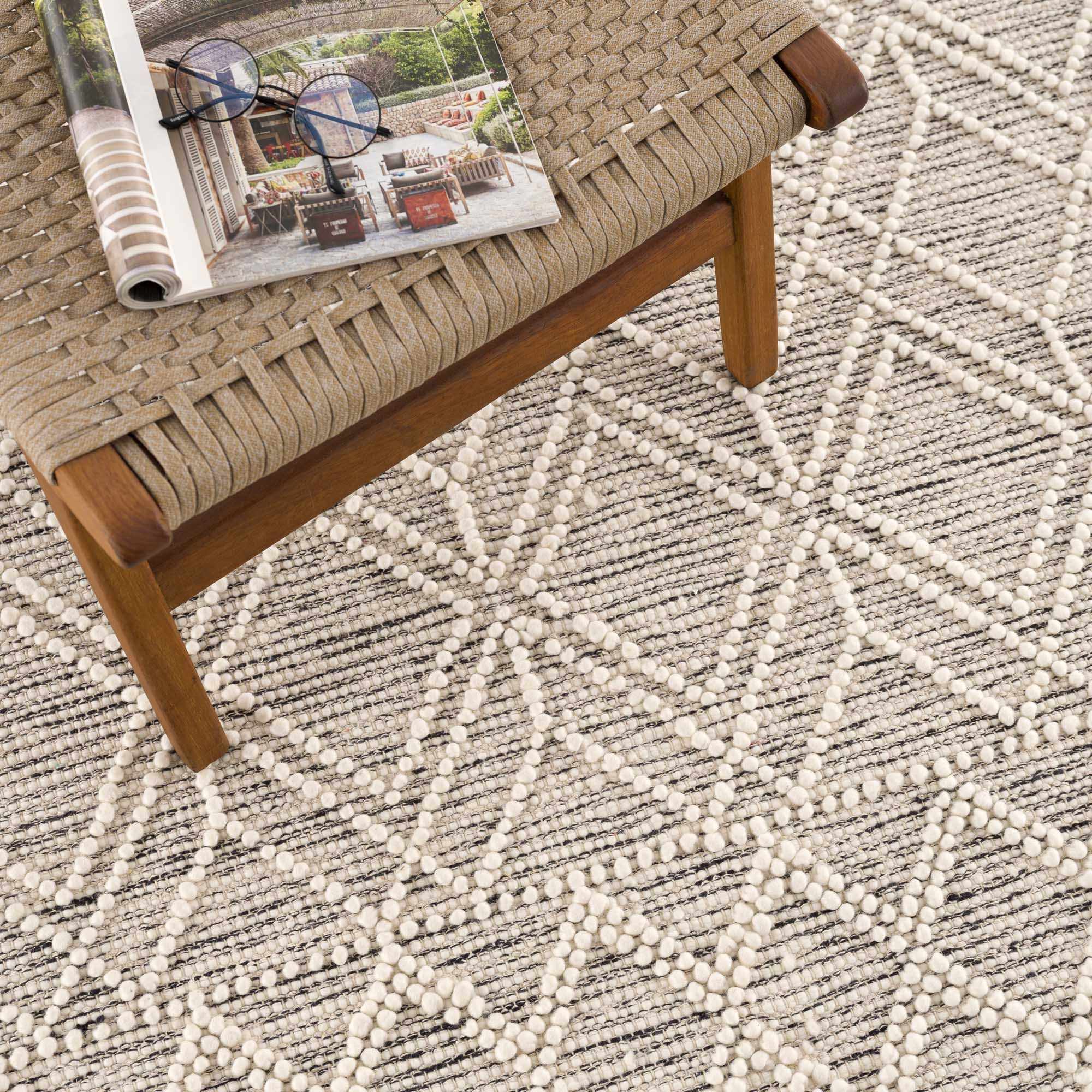 Ramsbury Ivory Wool Blend Farmhouse Area Rug