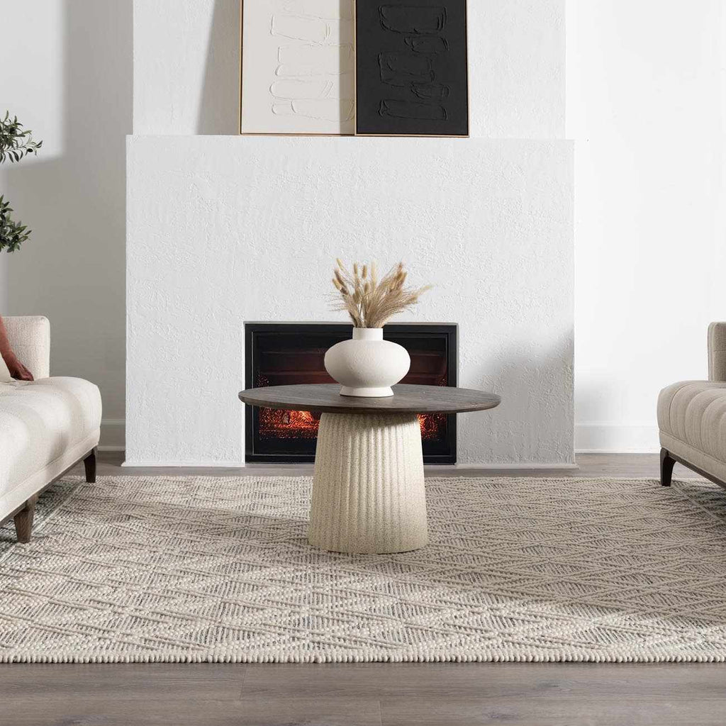 Ramsbury Ivory Wool Blend Farmhouse Area Rug