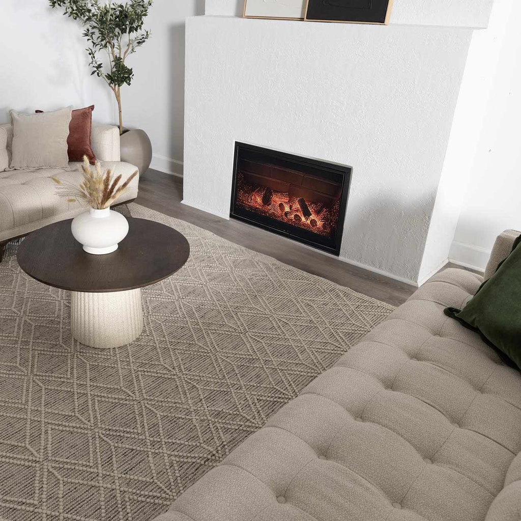 Ramsbury Ivory Wool Blend Farmhouse Area Rug