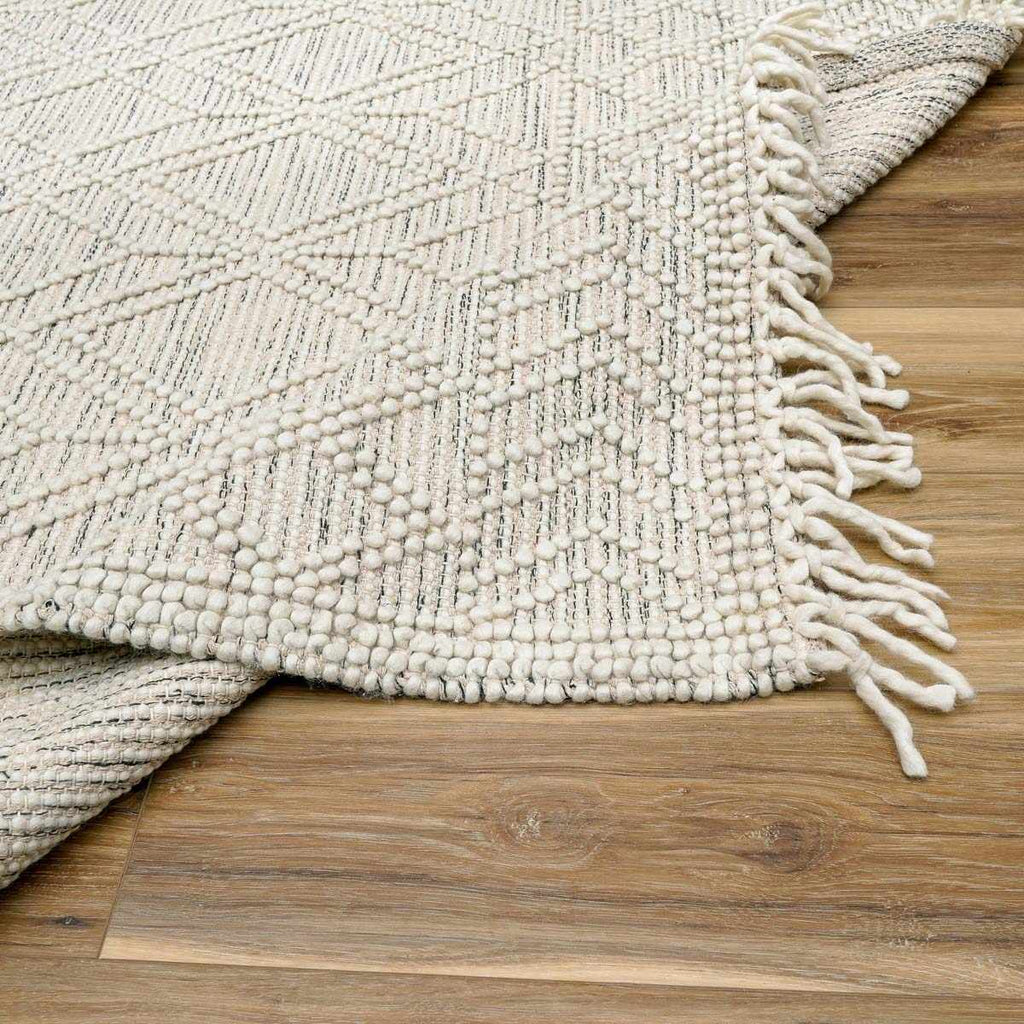 Ramsbury Ivory Wool Blend Farmhouse Area Rug