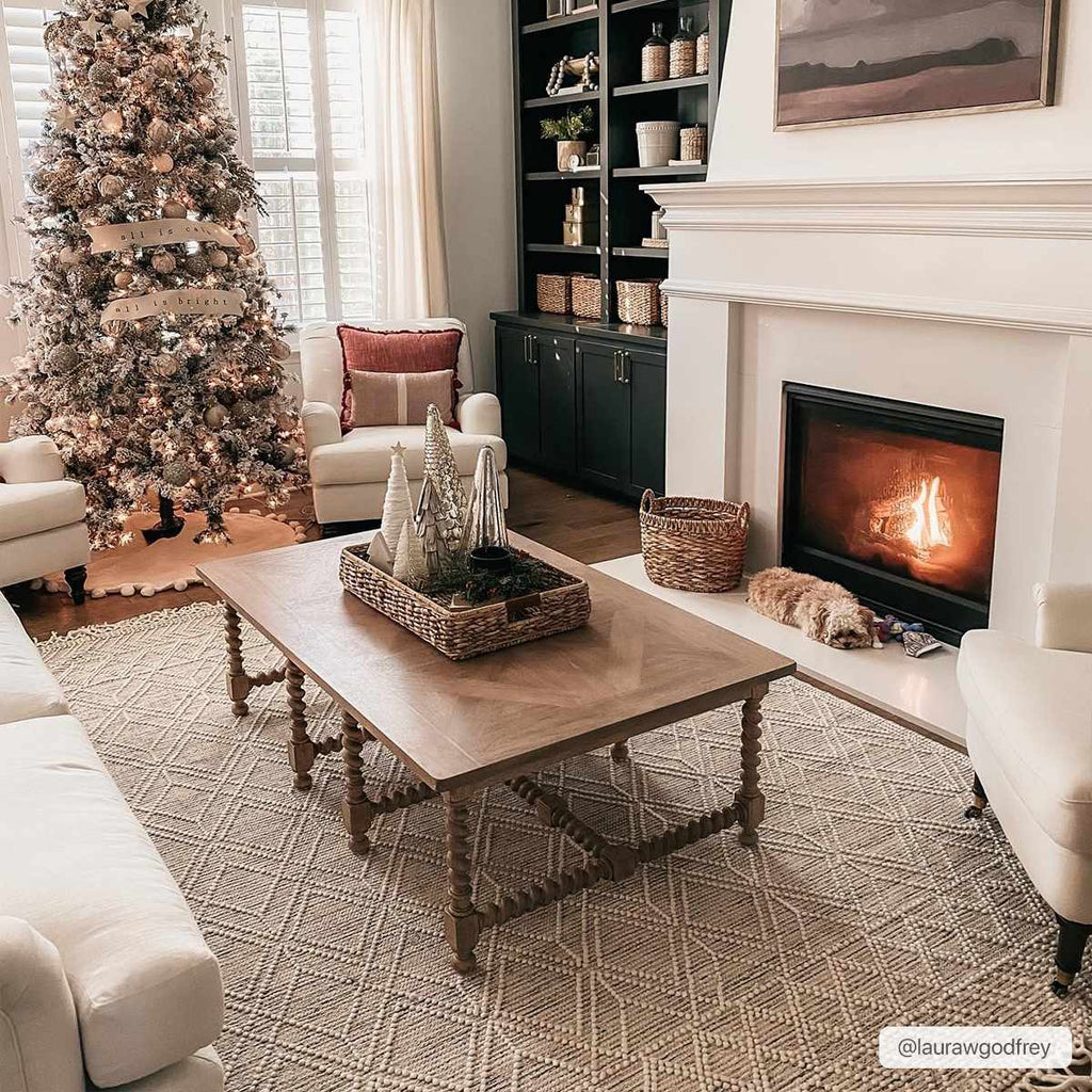 Ramsbury Ivory Wool Blend Farmhouse Area Rug
