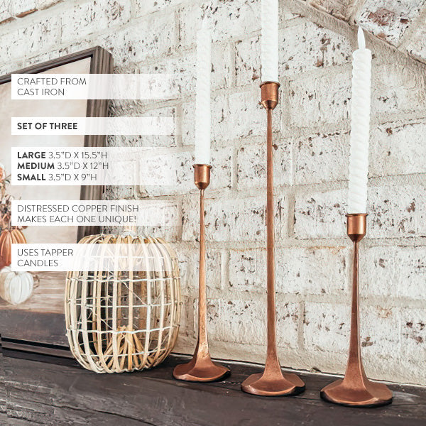 Copper Grove Taper Candle Holders (Set of Three)