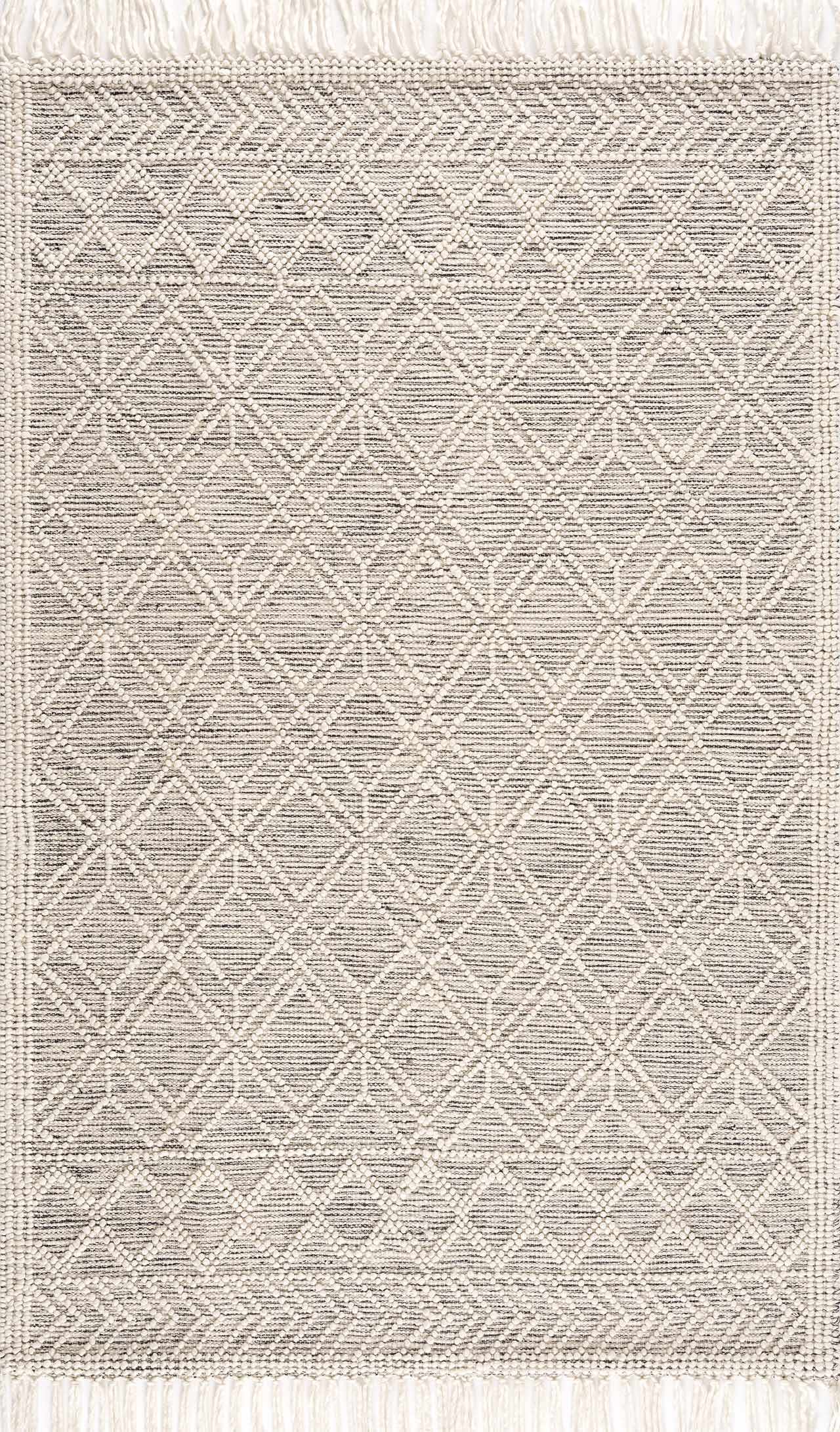 Ramsbury Ivory Wool Blend Farmhouse Area Rug