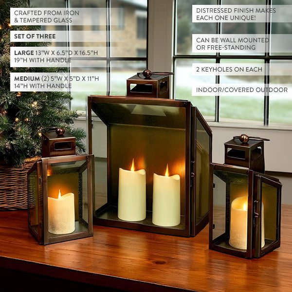 Hearth & Home Bronze Lanterns (Set of 3)