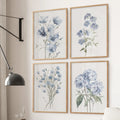 Blue Botanical Gallery Wall Print Set